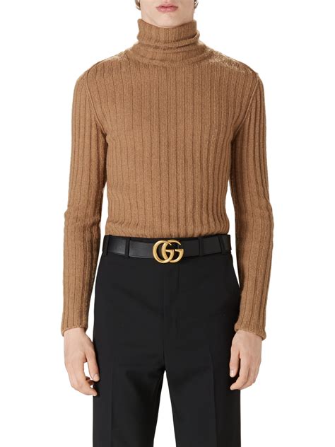 gucci turtleneck white|Cashmere turtleneck with Double G in camel.